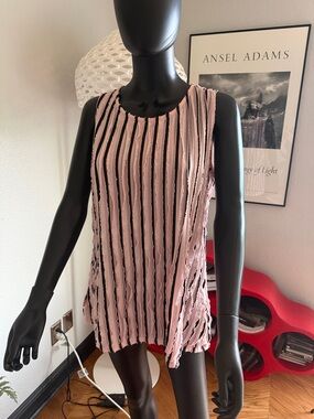 Cocomo Blush Pink Tank with Black Stripes